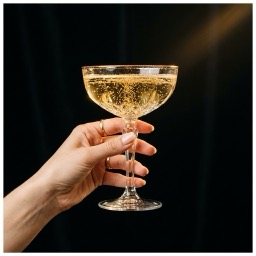 Launch — Champagnerglas mit goldenen Bläschen